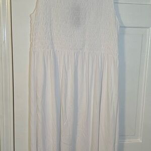 Tommy Hilfiger White Smocked Tank Top with Signature Flag